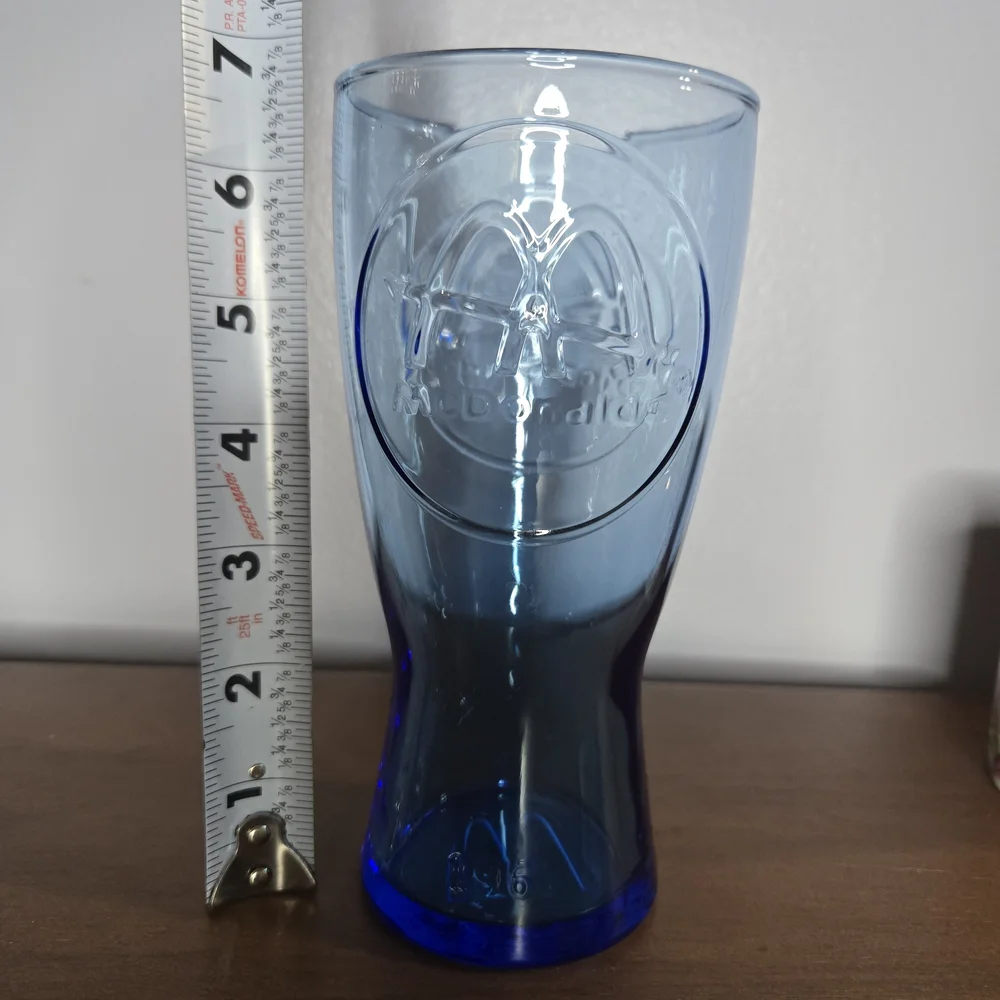 McDonalds Coca-Cola Style Blue Glass Tumbler 1961 Vintage Style (2003) Cup